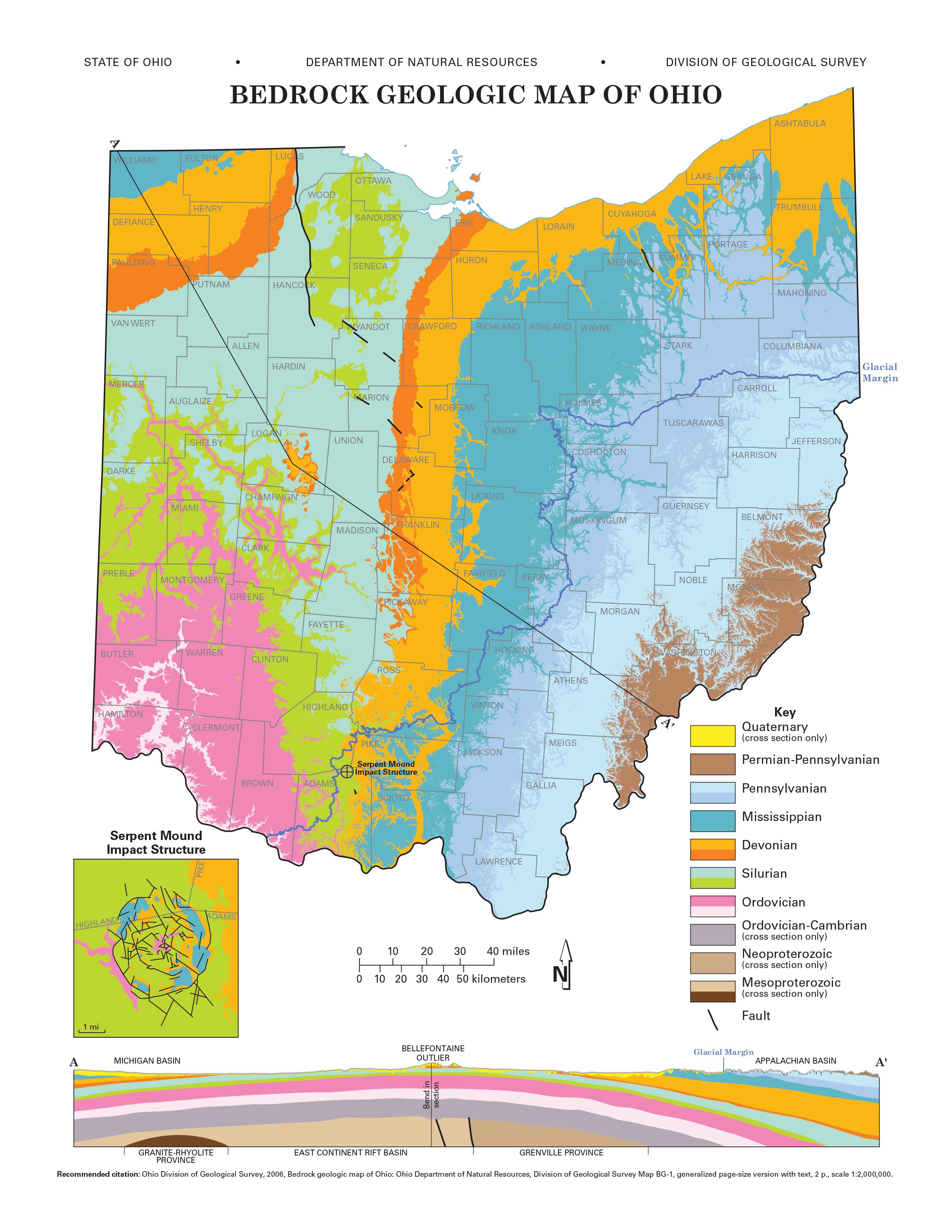 Ohio Division of Geological Survey, 2006, Bedrock geologic map of Ohio